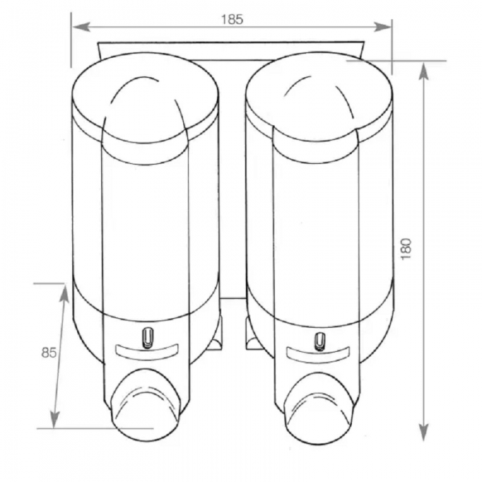 Dolphin Double Shower Soap Dispenser - 2 x 300ml Cad Drawing - BC624-2