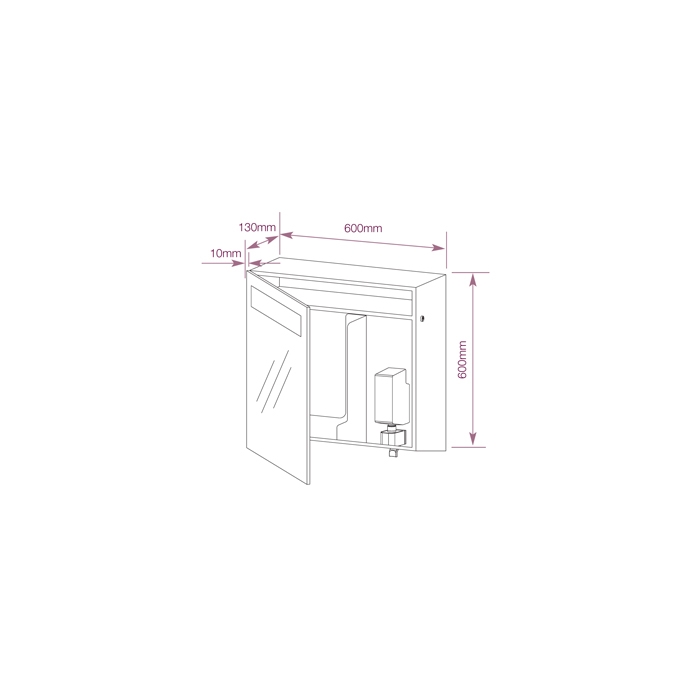 Mirror Cupboard With Built in Paper and Soap Dispenser - CAD