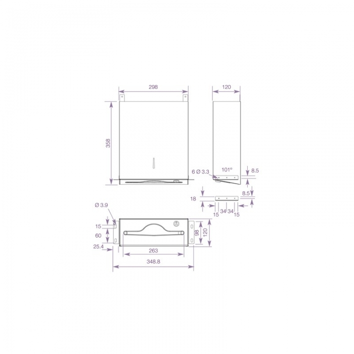 Dolphin Behind Mirror Paper Towel Dispenser - Cad Drawing