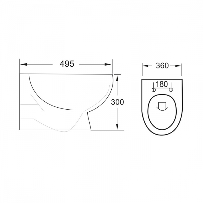 Scudo Belini Rimless Wall Hung Pan and Soft Close Seat CAD Drawing