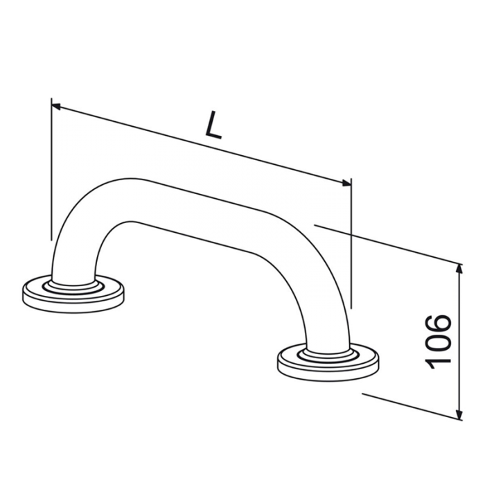 Prestige 500mm Straight Grab Rail - Satin Stainless Steel CAD IMAGE