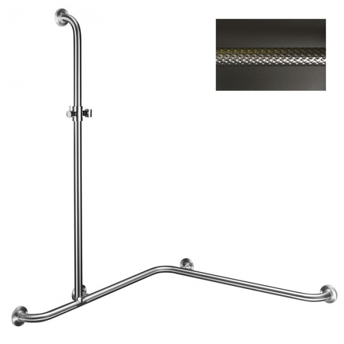 Dolphin Prestige Grab Rail with shower Rail and shower Riser Left Textured