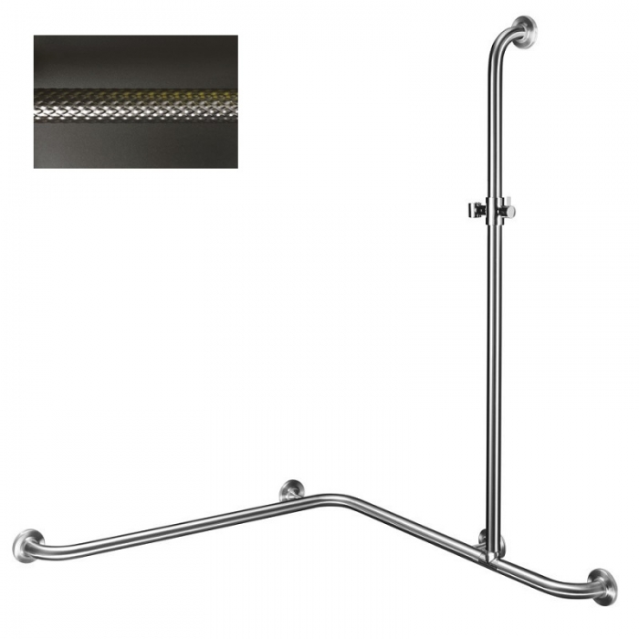 Dolphin Prestige Grab Rail with shower Rail and shower Riser Right Textured