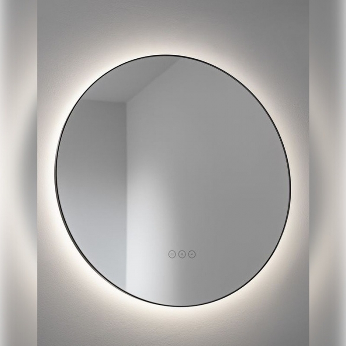 Abode Mayar 600mm Round LED Mirror - Matt Black