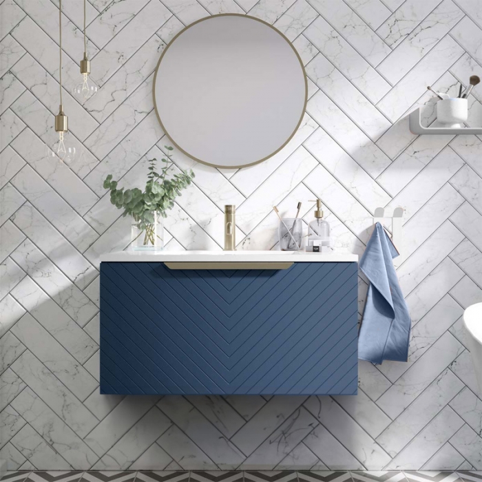 CHEVRON WALL MOUNTED VANITY UNIT WITH BASIN