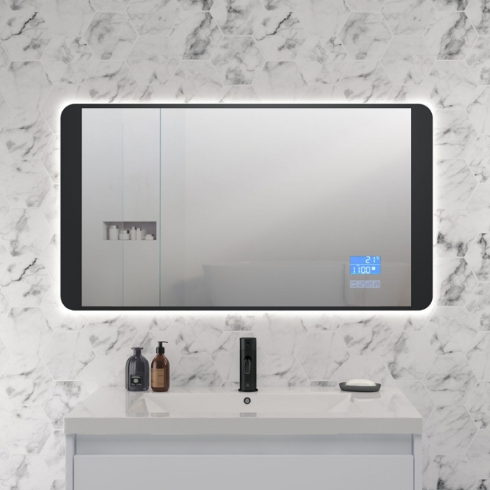  JTP Digital Matt Black LED Bluetooth Mirror In Situ 