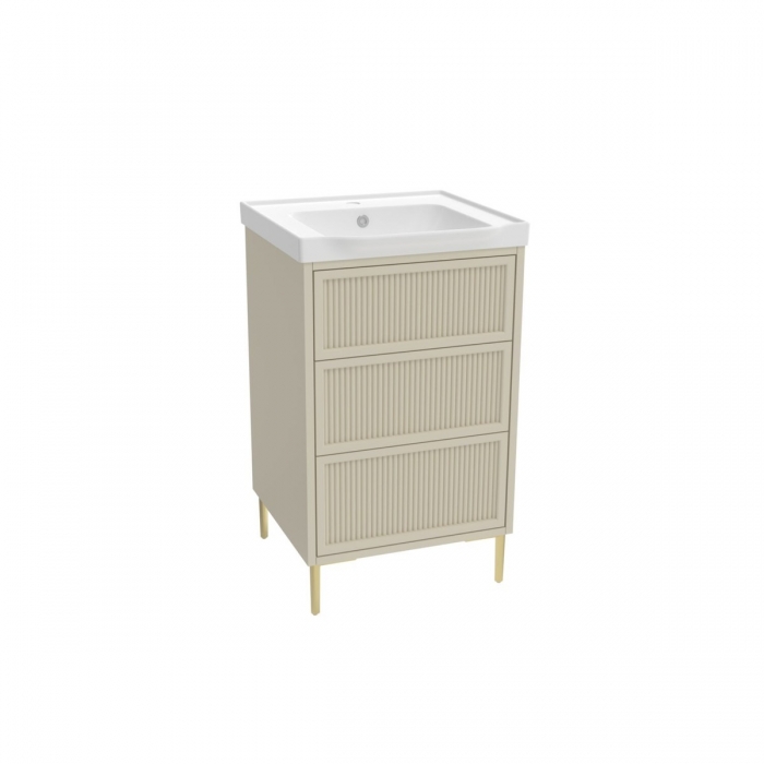 Scudo Bota 500 Fluted Cabinet and Ceramic Sink - Stone image of combined unit - BOTASTONE500