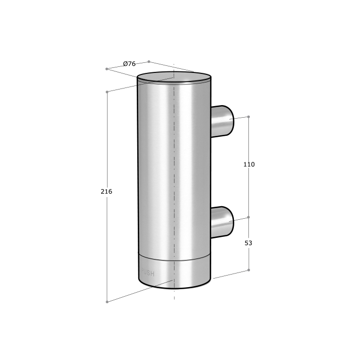 Wall Mounted Stainless Steel Soap Dispenser CAD Drawing