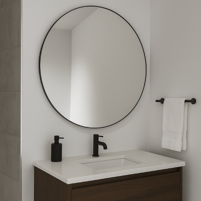Abode Mayar Round Mirror - Matt Black 600mm ABM1002