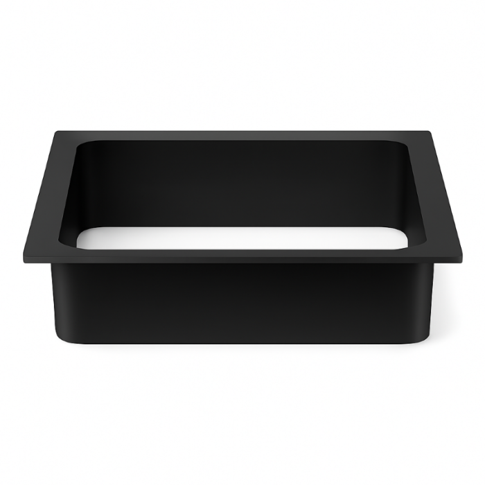 Prestige Square Waste Chute Smooth Matt Black 220mm