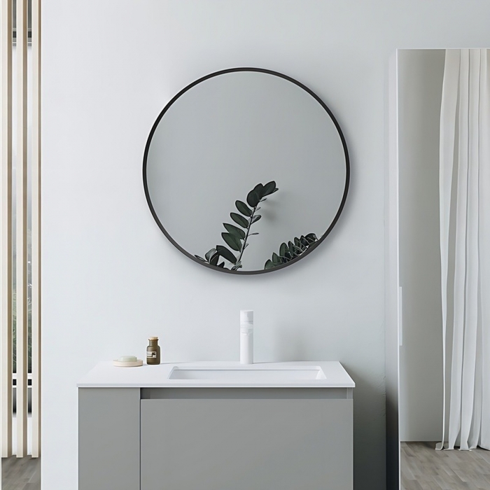 Yorvik Round Mirror - Matt Black 500mm lifestyle  CNPW106262 