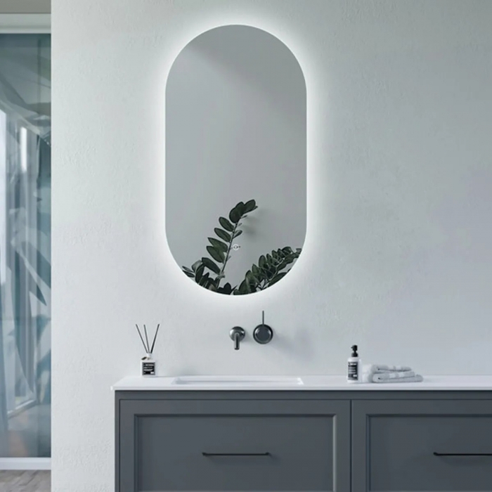 Roundhay 400mm Oblong Back-Lit LED Mirror - In Situ