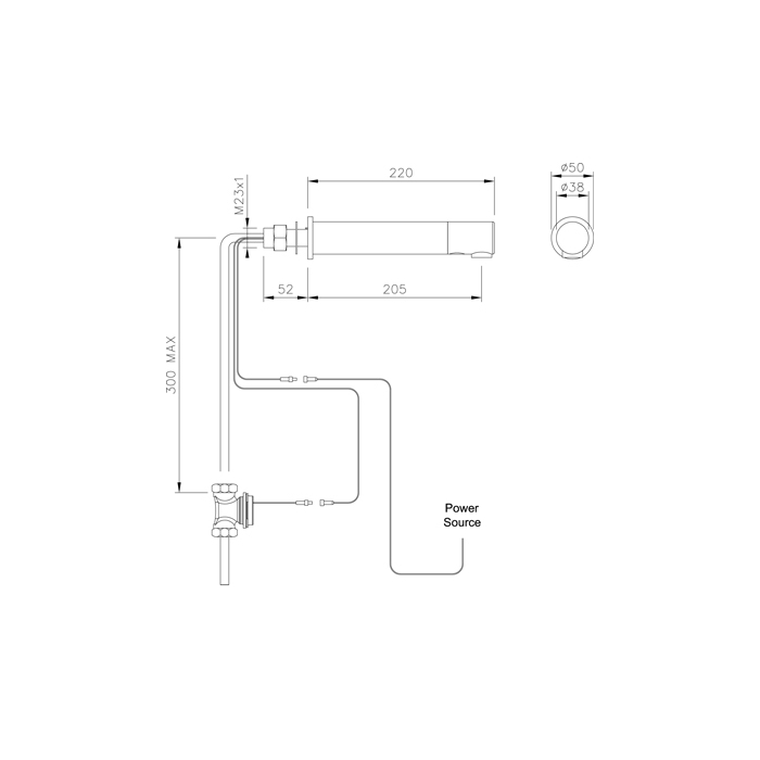 Chrome Stainless Steel Panel Mounted Electronic Infrared Tap Battery