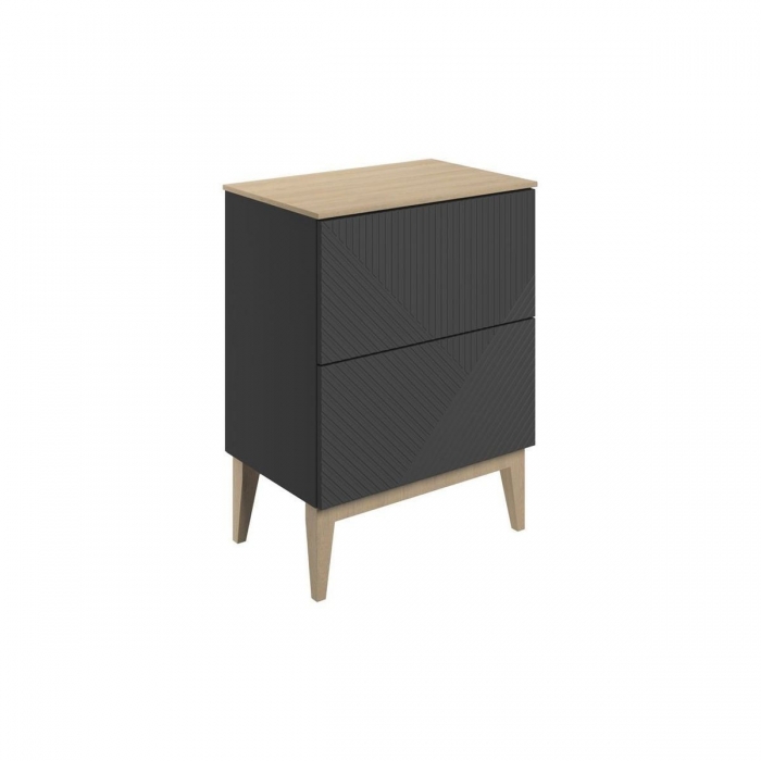 Prestige Featherstone Matt Graphite Grey 610mm Floor Standing 2 Drawer Basin Unit & Maple Effect Worktop image - CNPW108504