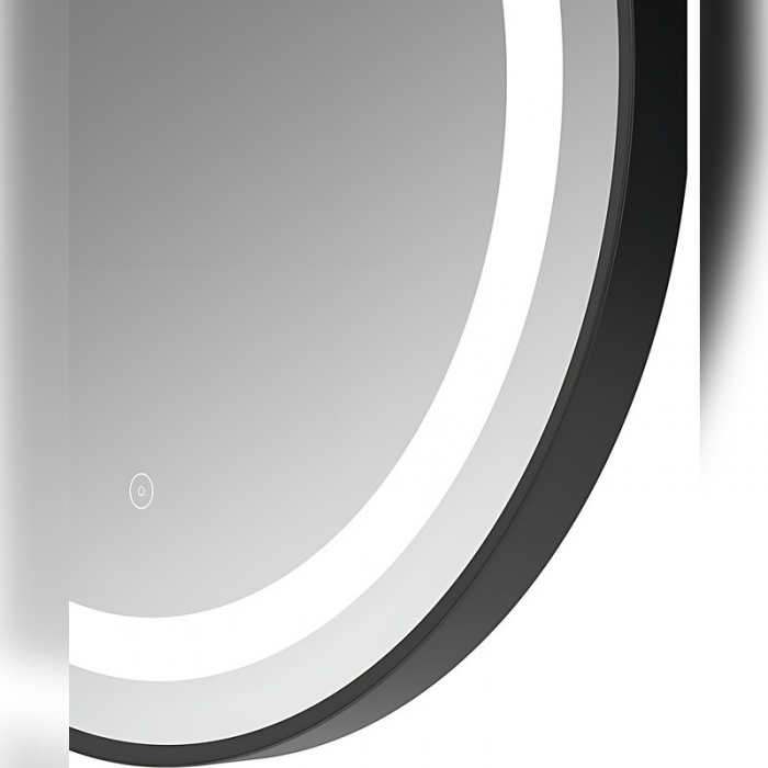 Grimston 600mm Round Front-Lit LED Mirror - Matt Black Frame