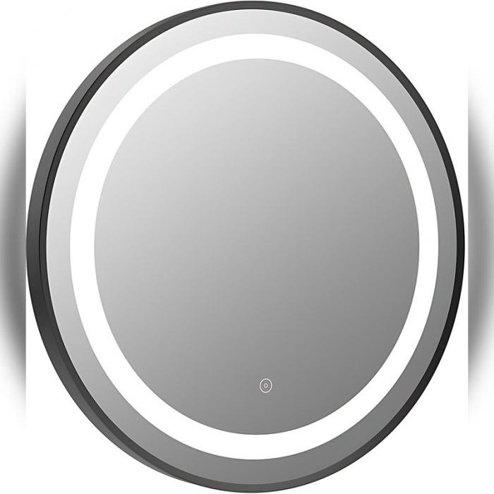 Grimston 600mm Round Front-Lit LED Mirror - Matt Black