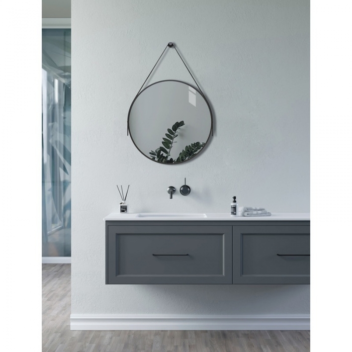 Flamborough Round Mirror - Matt Black 600mm in situ CNPW106271