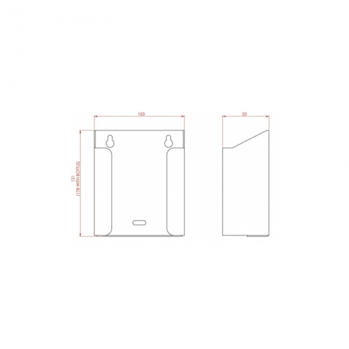 Synergise Brushed Stainless Wall Mounted Bottle Holder 500ml CAD Drawing