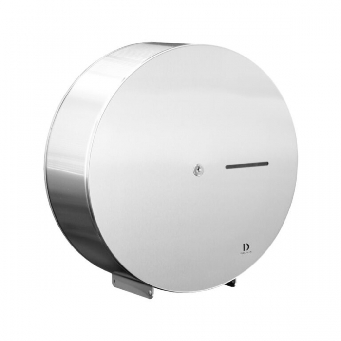 Dolphin Jumbo Toilet Roll Dispenser - Polished Stainless Steel side image- BC946B