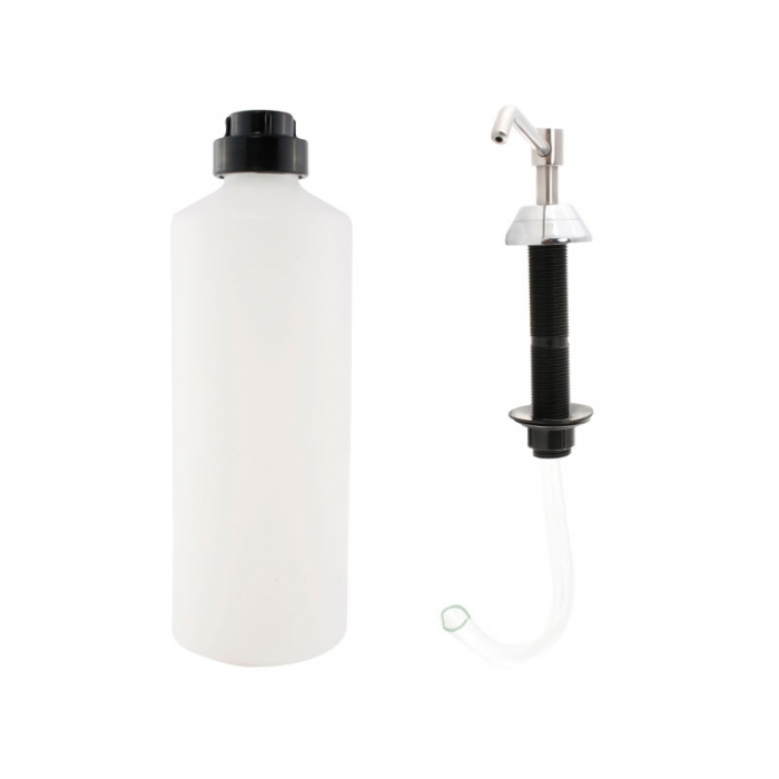 Vanity Top Chrome Plated Soap Dispenser, Bottle and Tubing
