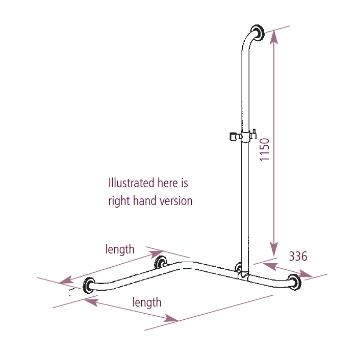 Dolphin Prestige Grab Rail with shower Rail and shower Riser CAD