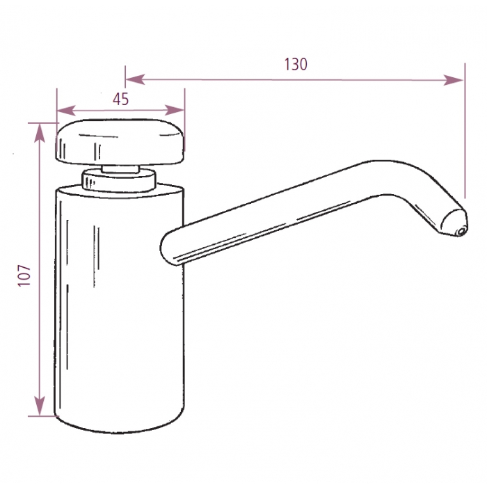 Dolphin Counter Mounted Soap Dispenser Drawing