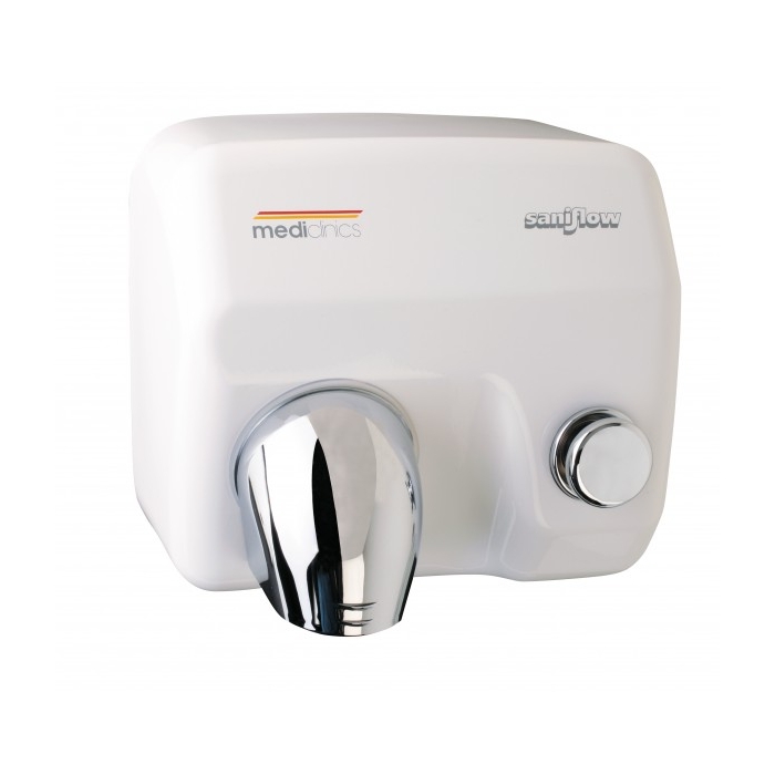 Hand Dryer Button Operated White 2.25kW