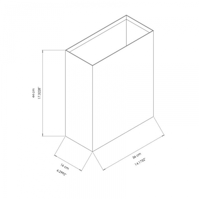 Prestige Ecoline 23L Wall Mounted Open Top Bin - Matt Black CAD Drawing - E-23WOT/MBK
