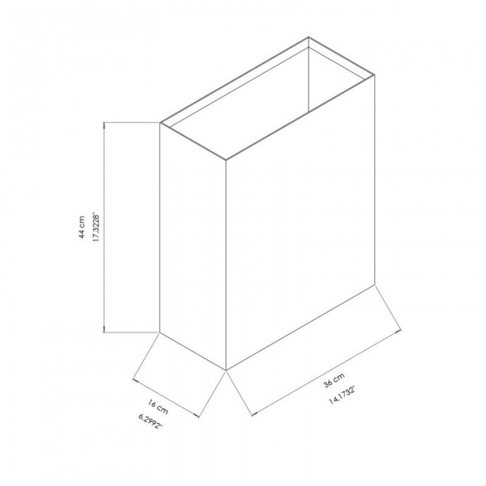 Prestige Ecoline Matt Black 23L Wall Mounted Open Top Bin side image - E-23WOT/WH - Cad Drawing