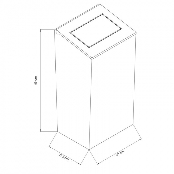 Prestige Ecoline Push Lid 50L Waste Bin - Matt Black CAD Drawing - E-WPL25/MBK