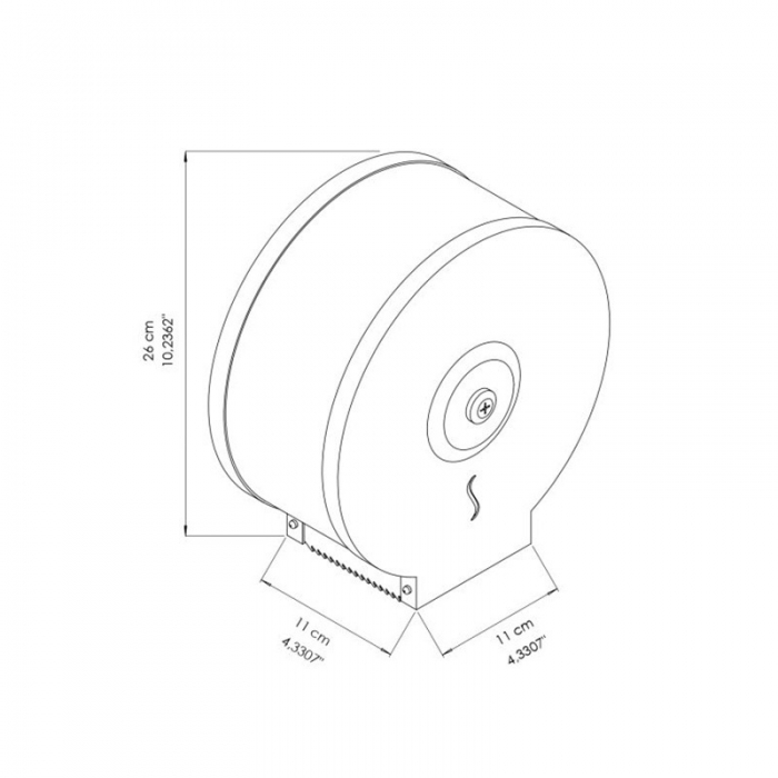 Prestige Ecoline White Gloss Mini 10” Jumbo Dispenser - Cad Drawing