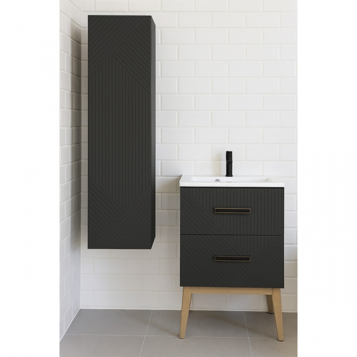 Prestige Matt Graphite Grey Featherstone 350mm Wall Hung 1 Door Tall Unit Lifestyle image - CNPW108510