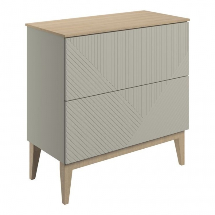 Prestige Featherstone Matt Oat 810mm Floor Standing 2 Drawer Basin Unit & Maple Oak Effect Worktop side image - CNPW108506