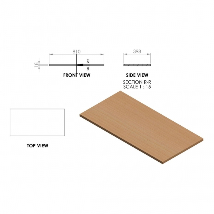 Prestige Featherstone Matt Oat 810mm Floor Standing 2 Drawer Basin Unit & Maple Oak Effect Worktop image of worktop - CNPW108506