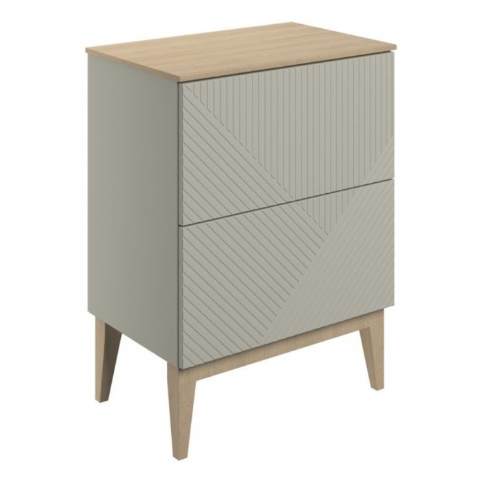 Prestige Featherstone Matt Oat 610mm Floor Standing 2 Drawer Basin Unit & Worktop side image - CNPW108503