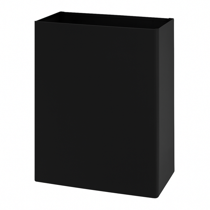 Smooth Matt Black 24L Wall Mounted Bin - Front