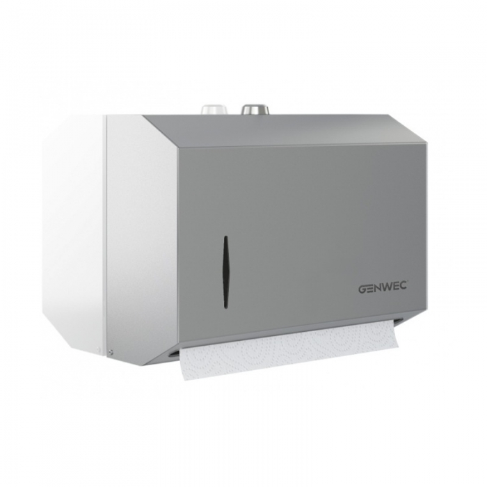 Genwec Paper Towel Dispenser Brushed Stainless Steel on a white background GW03040401