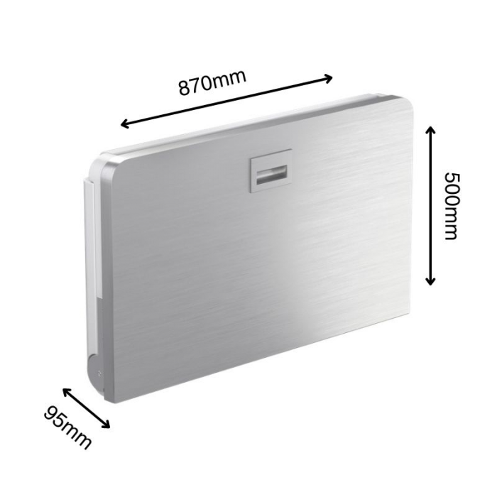 Baby Changing Unit - Brushed Stainless Steel Dimensions