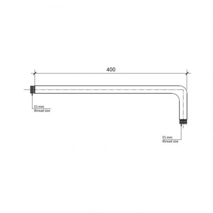 JTP Grosvenor Chrome 400mm Shower Arm CAD Drawing - GR300