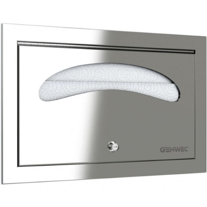 Genwec Brushed Stainless Steel Recessed Toilet Seat Cover Holder image on a white background - GW03150401