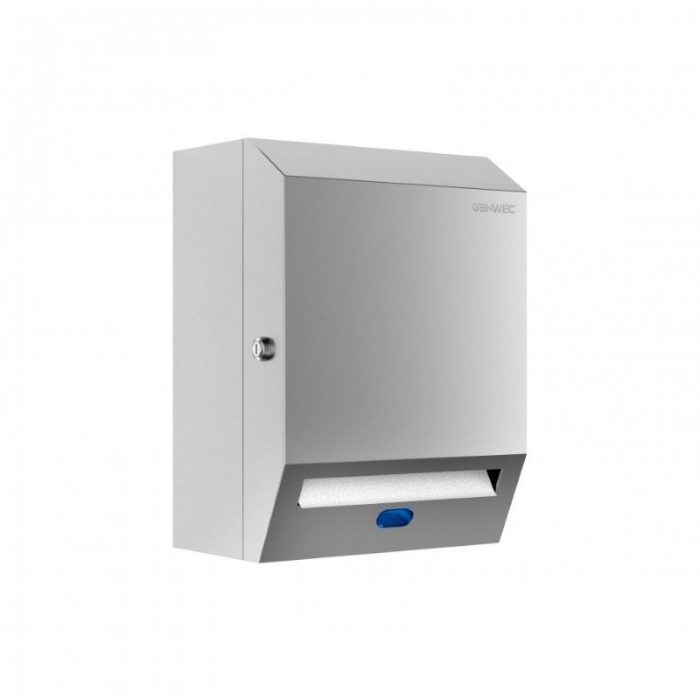 Genwec Brushed Stainless Steel Automatic Paper Towel Dispenser image on a white background - GW03240401