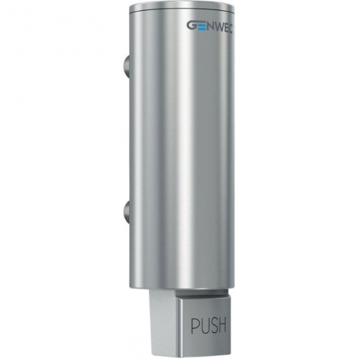 Genwec Cylindrical 300ml Brushed Stainless Steel Soap Dispenser close up image - GW04060401