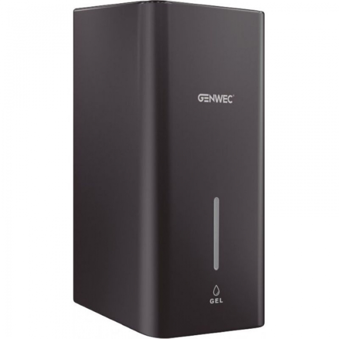 Genwec Wall Mounted Matt Black Stainless Steel  Automatic Soap/Hand Sanitiser Dispenser - 1100ml on a plain background - GW04160403