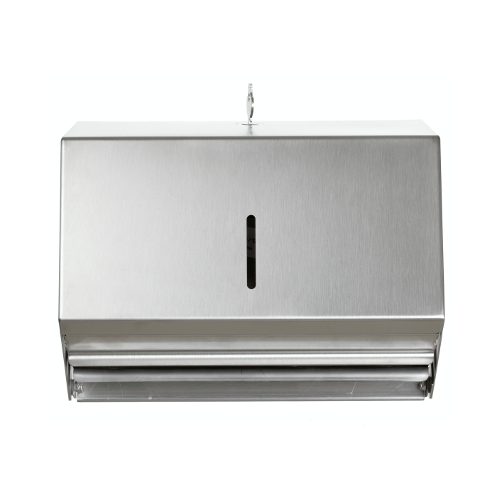 Prestige Plasma Stainless Steel Mini Paper Towel Dispenser front with key