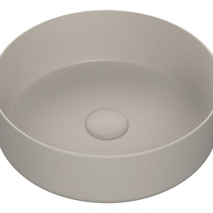 Prestige Hatfield Ceramic Round Washbowl & Waste - Matt Latte 355mm  White Background CNPW109915