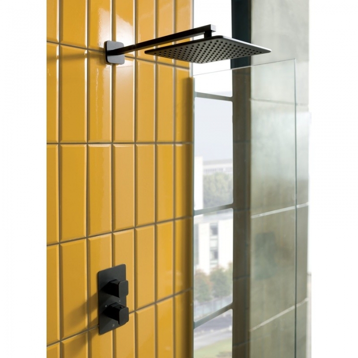 JTP Hix 250mm Matt Black Ceiling Mounted Shower Head IN SITU - 38250MB