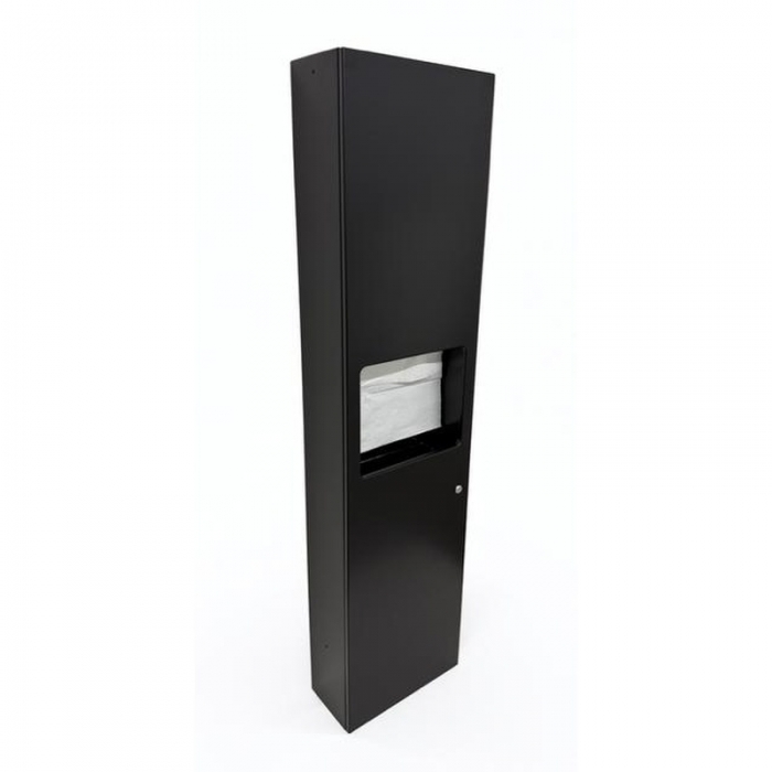 Paper Towel and 13L Bin Combination Recessed Smooth Matt Black - Side View