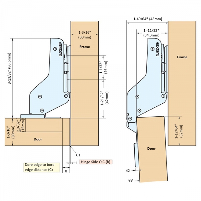 Sugatsune Heavy Duty Concealed Hinge - Black Nickel