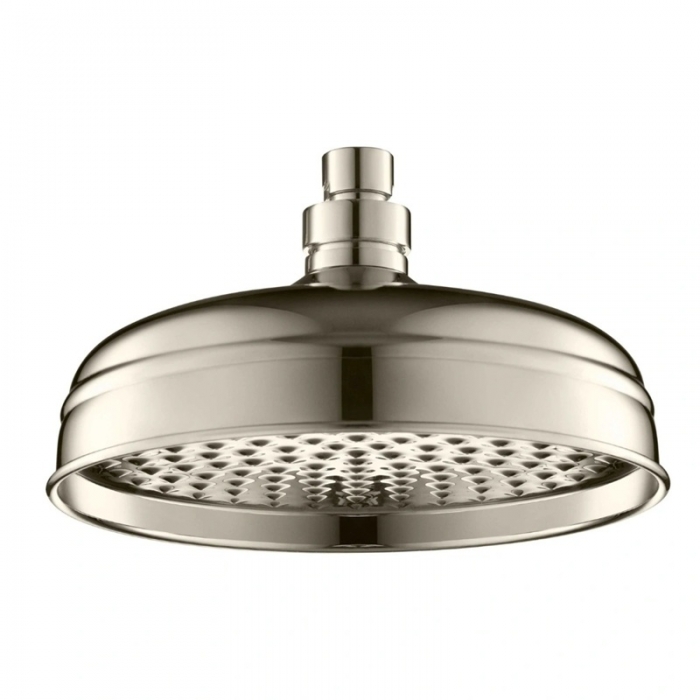 JTP Grosvenor Victorian Nickel 200mm Round Rainfall Shower Head close up image - 15889NK