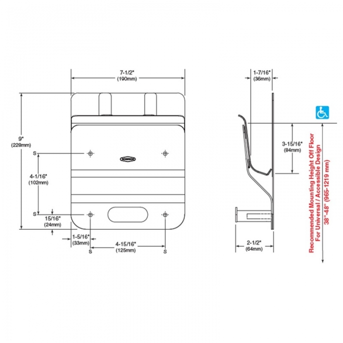 Bobrick Matt Black Klutch Mobile Device Holder CAD Drawing - B635.MBLK